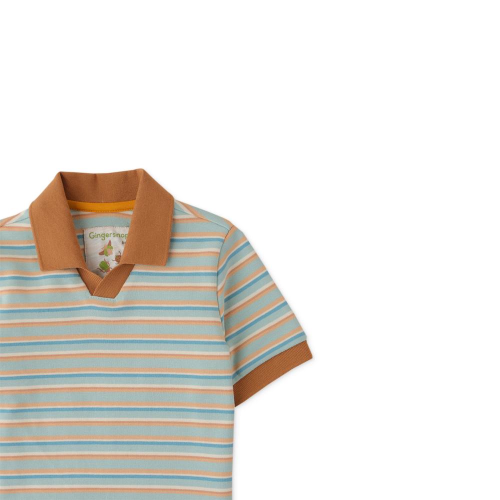 Boys Stripey Fine Rib Polo