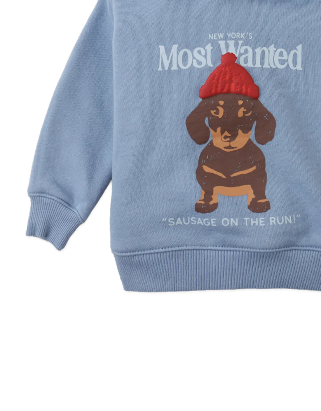 Baby Dante Fleece Pullover Hoodie with Dachshund