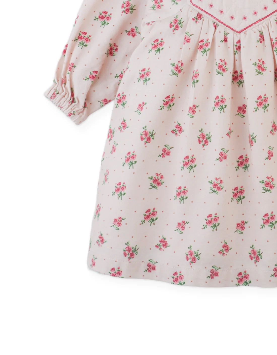 Baby Olivia Floral Printed Dress with Cross-Stitch Embroidery