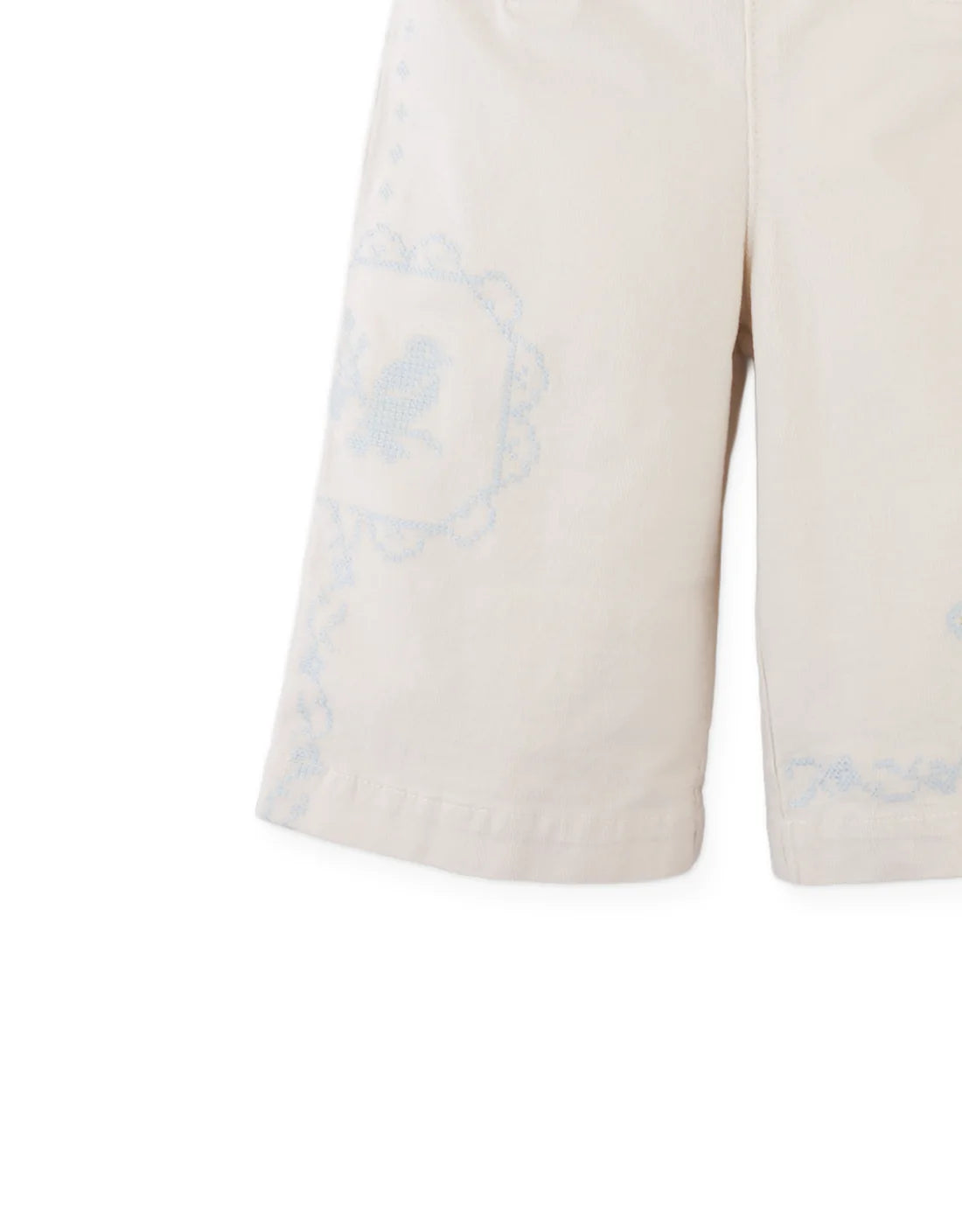 Baby Ferne Sailor-Cut Pants with Cross-Stitch Embroidery