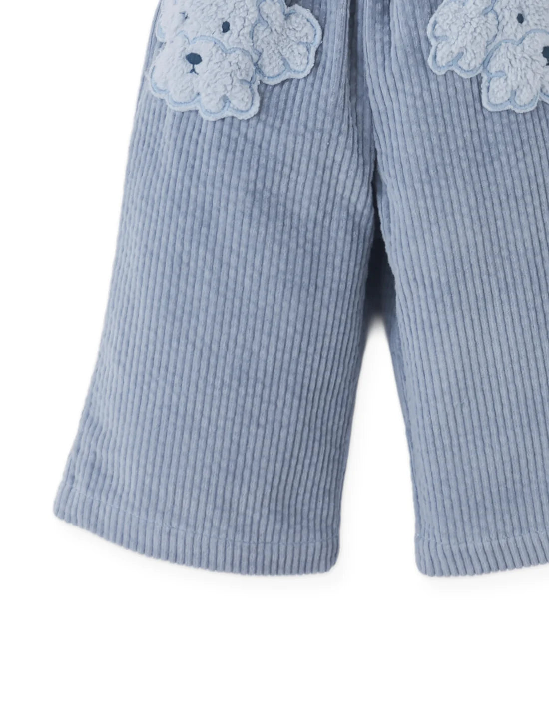 Baby Georgina Wide-Leg Corduroy Pants with Embroidered Poodle Head