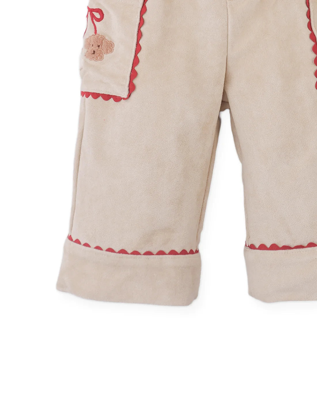 Baby Nellie Straight-Cut Pants with Poodle Head Embroidered Pockets