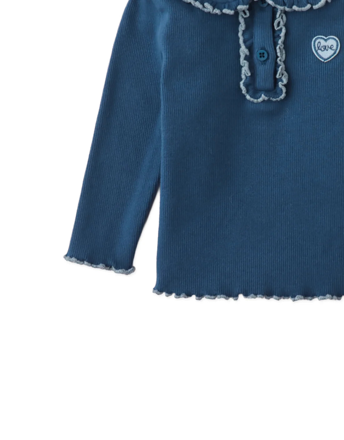 Baby Geraldine Ribbed Tee with Collar and  Love Appliqué