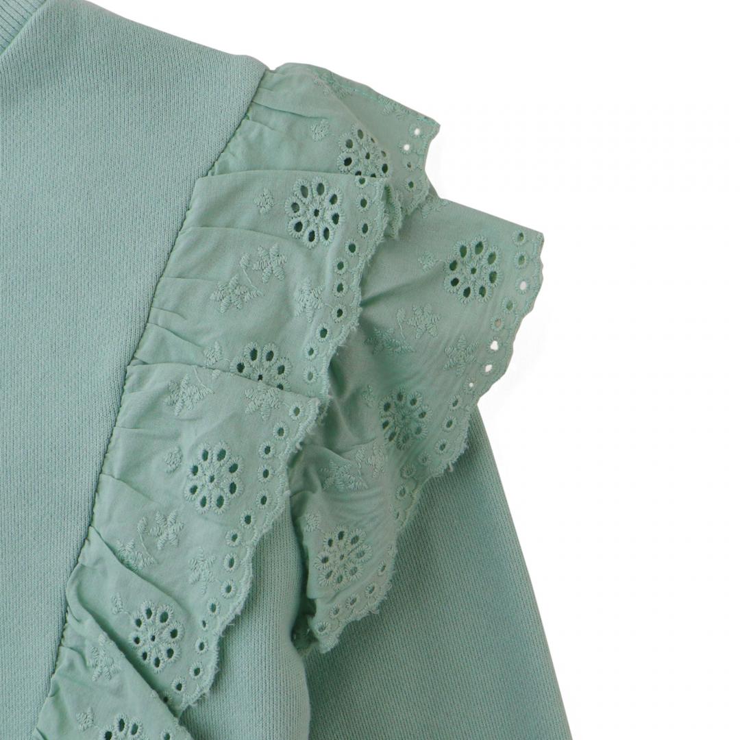 Amalia Pullover with Ruffled Eyelet Trim on Body and Sleeves
