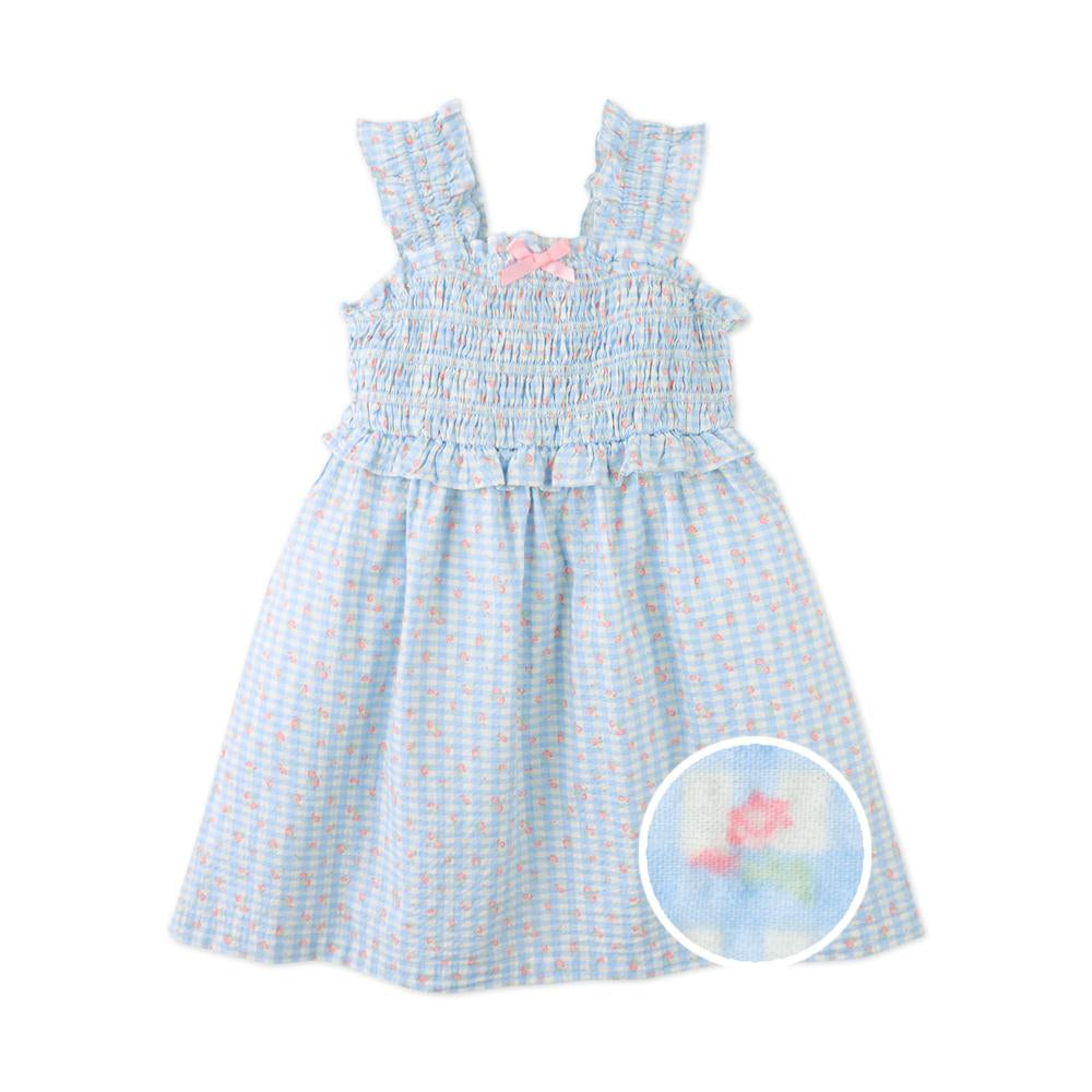 Powder Dress with Shirred Straps & Ruffles