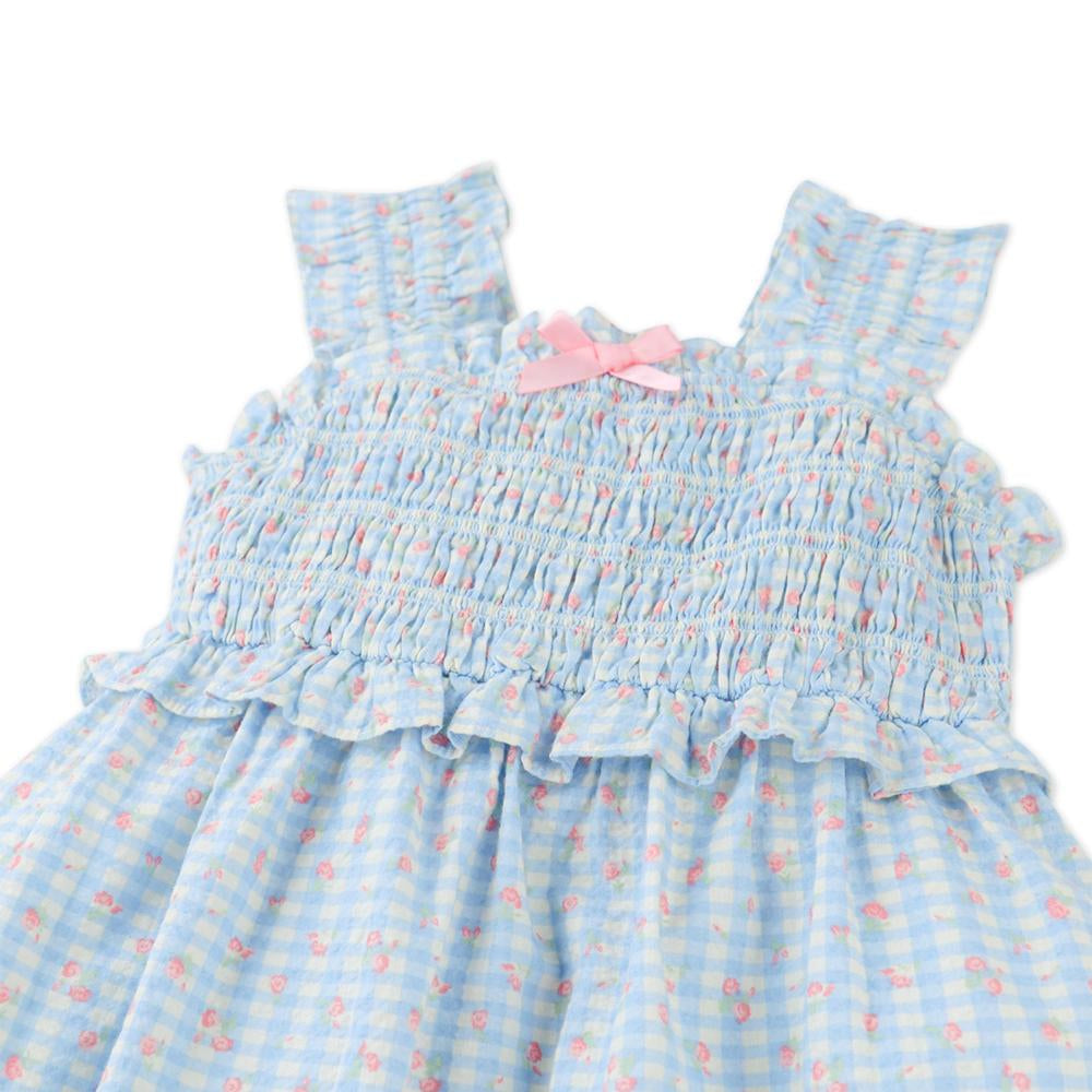 Powder Dress with Shirred Straps & Ruffles