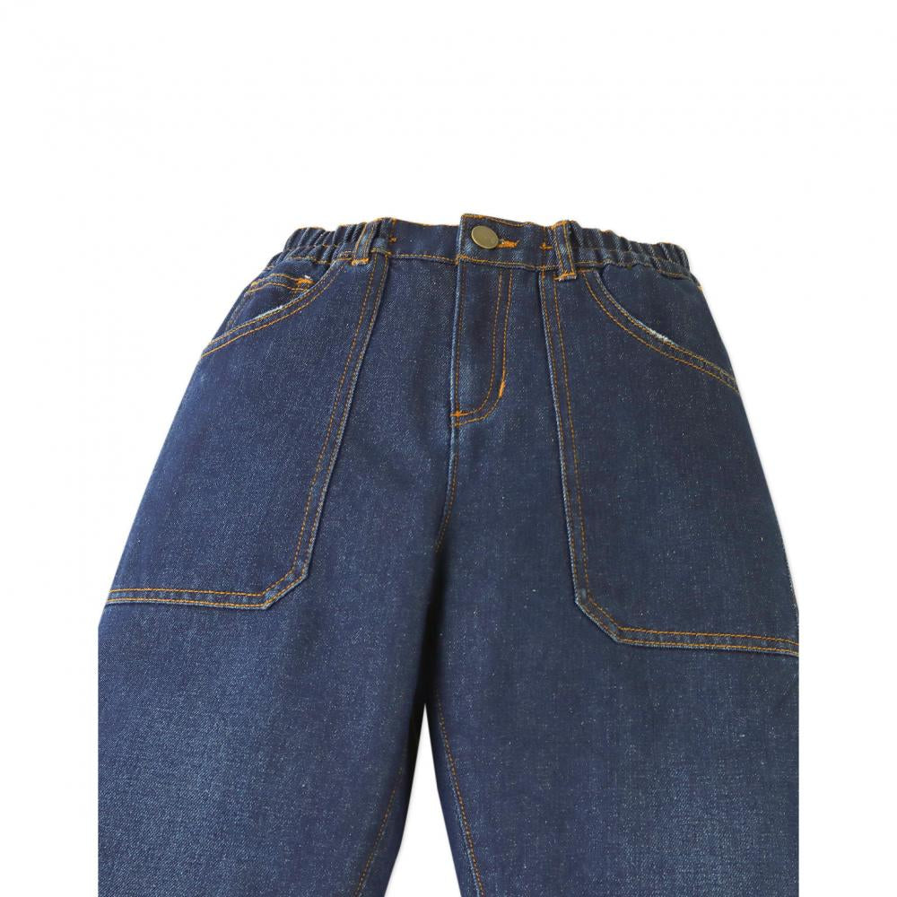 Relaxed Tapered Denim Pants with Patch Pocket