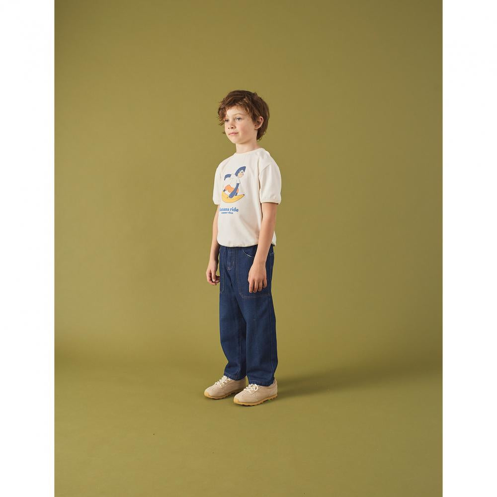 Relaxed Tapered Denim Pants with Patch Pocket