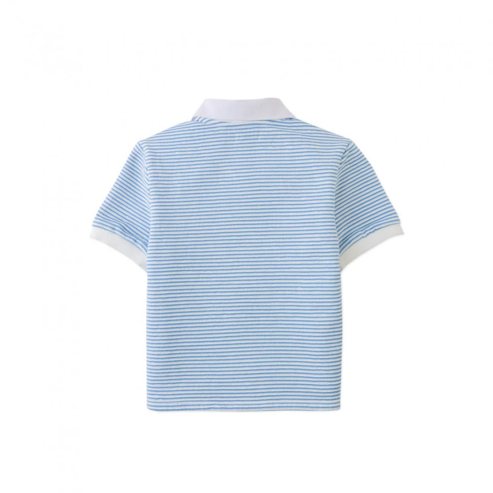 Husker Striped Textured Terry Polo Shirt