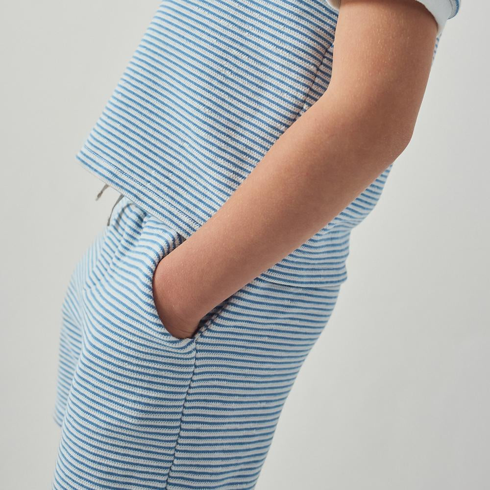 Dreyfus Striped Textured Terry Drawstring Shorts