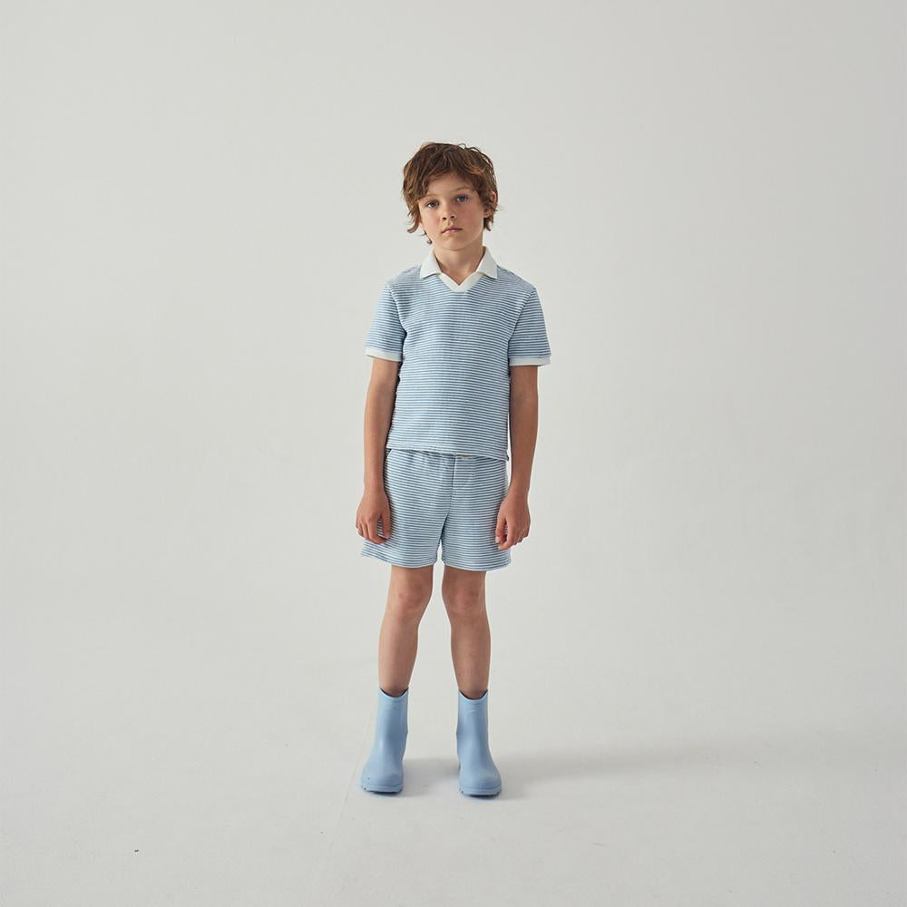 Dreyfus Striped Textured Terry Drawstring Shorts