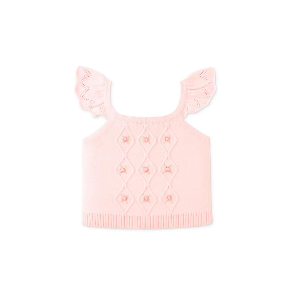 Baby Georgina Knitted Blouse with Bullion Flower Embroidery