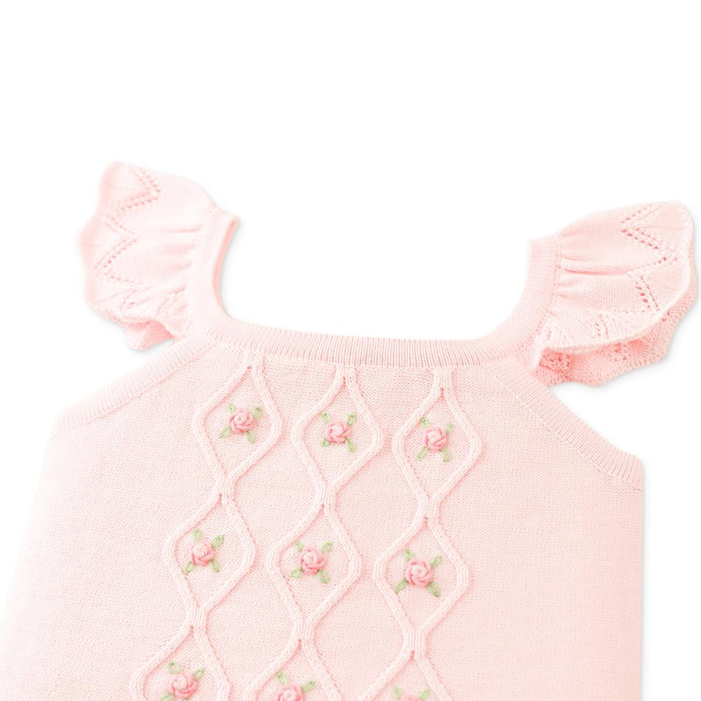Baby Georgina Knitted Blouse with Bullion Flower Embroidery