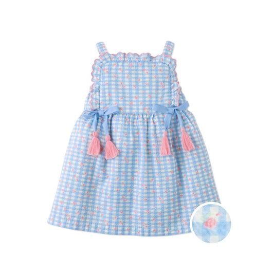 Baby Powder Dress with Embroidered Ruffles & Bow Details