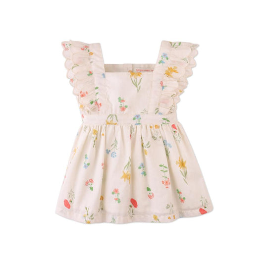 Baby Chisa Dress with Embroidered Petal Ruffle Sleeves