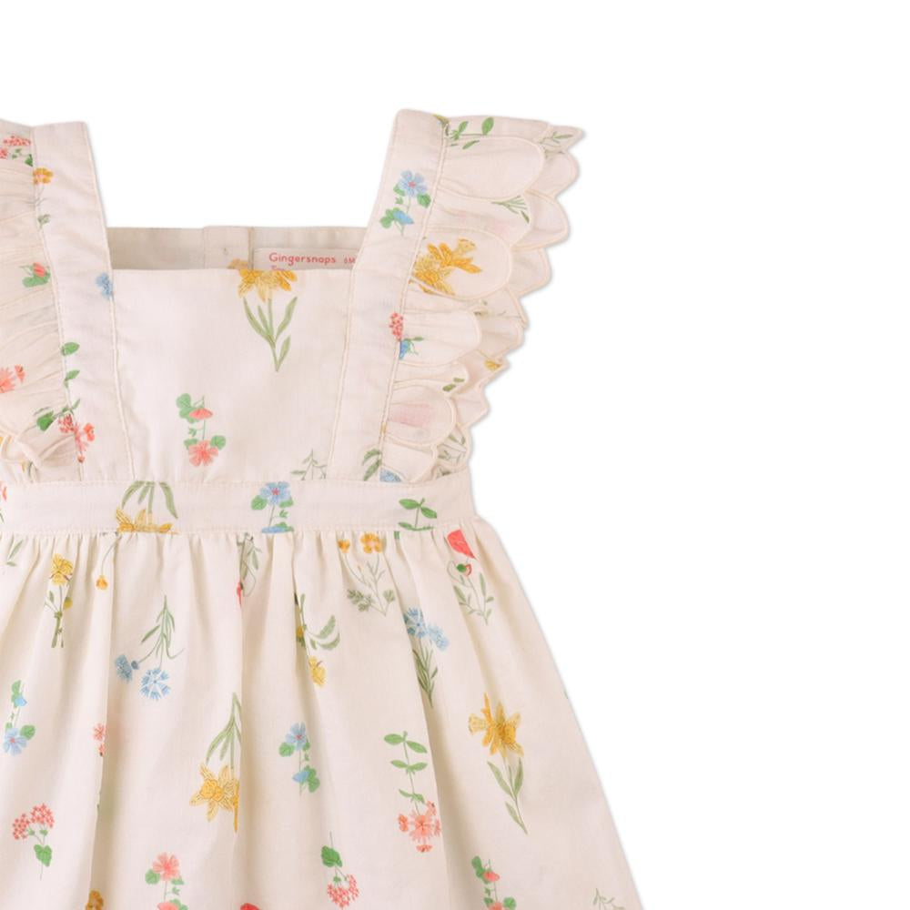 Baby Chisa Dress with Embroidered Petal Ruffle Sleeves