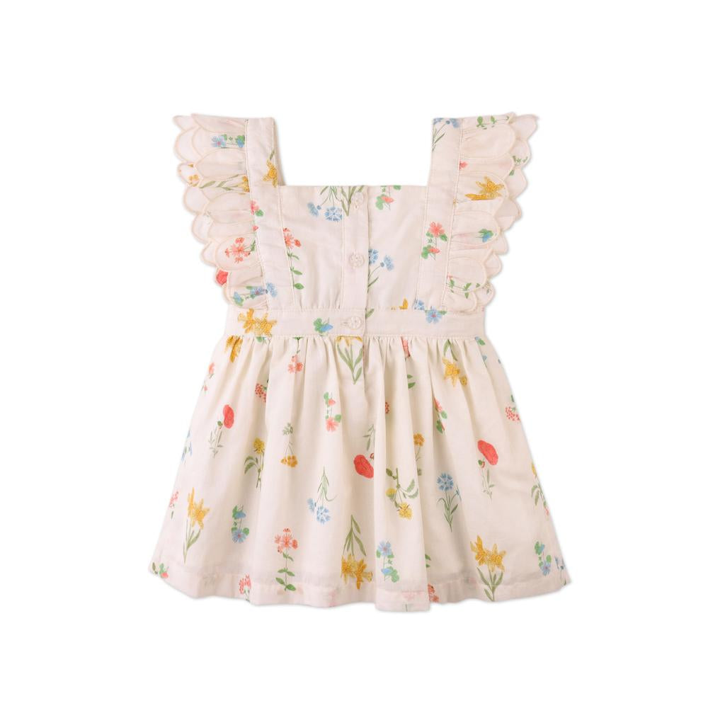 Baby Chisa Dress with Embroidered Petal Ruffle Sleeves
