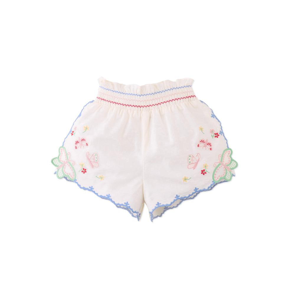 Baby Jisoo Shorts with Scalloped Edges & Butterfly Embroidery