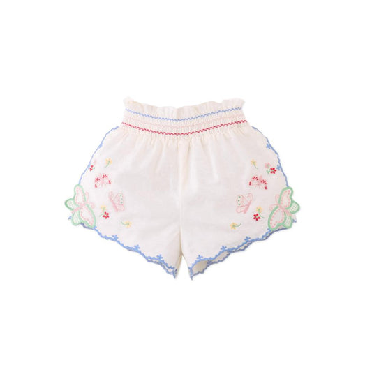 Baby Jisoo Shorts with Scalloped Edges & Butterfly Embroidery