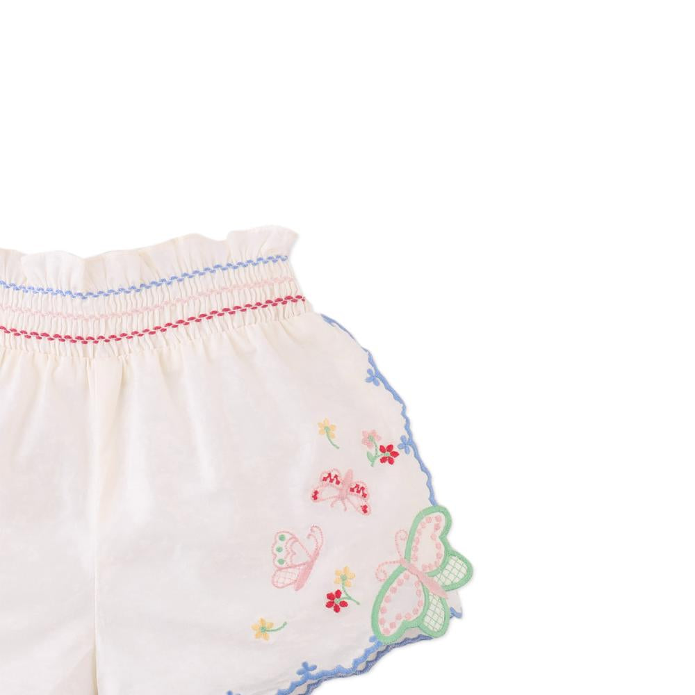 Baby Jisoo Shorts with Scalloped Edges & Butterfly Embroidery