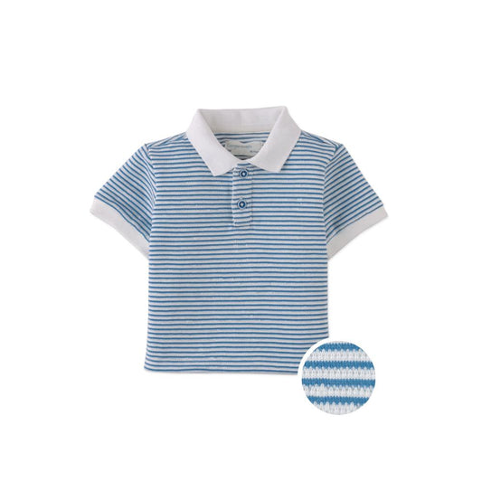 Baby Kirk Striped Textured Terry Polo Shirt