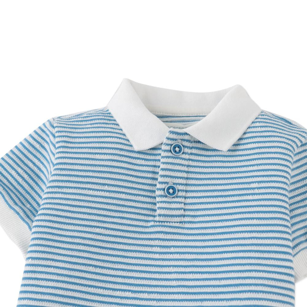 Baby Kirk Striped Textured Terry Polo Shirt
