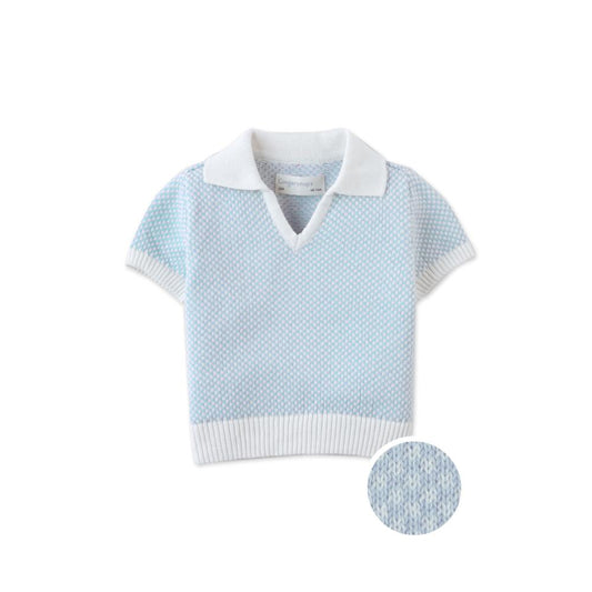 Baby Lucius Popcorn Polo with Ribbed Cuffs & Hem