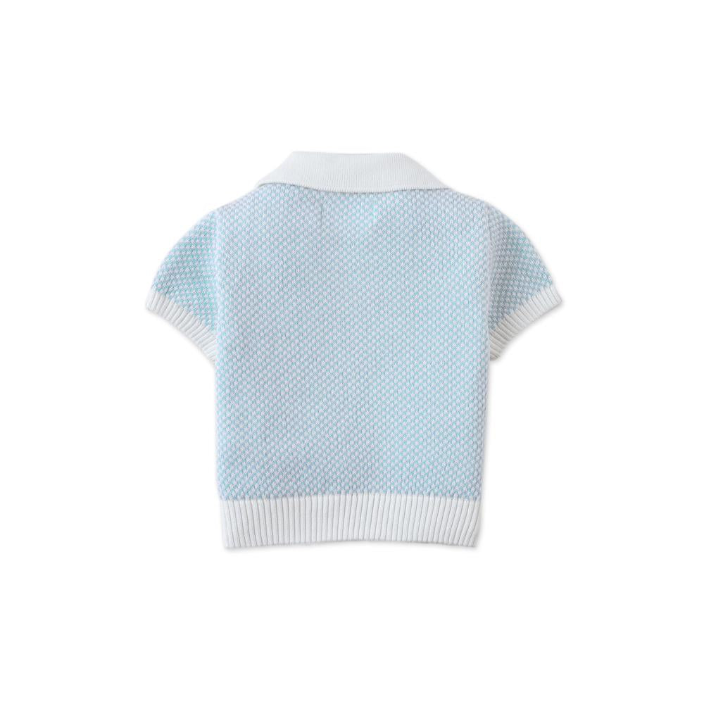 Baby Lucius Popcorn Polo with Ribbed Cuffs & Hem