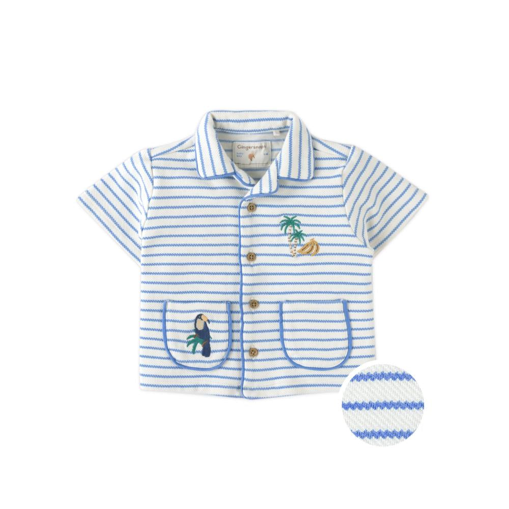 Baby Ben Striped Jersey Resort Polo With Banana & Toucan