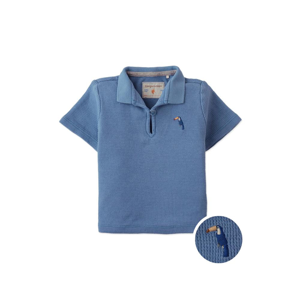 Baby timmy Waffle Knit Polo Shirt With Toucan