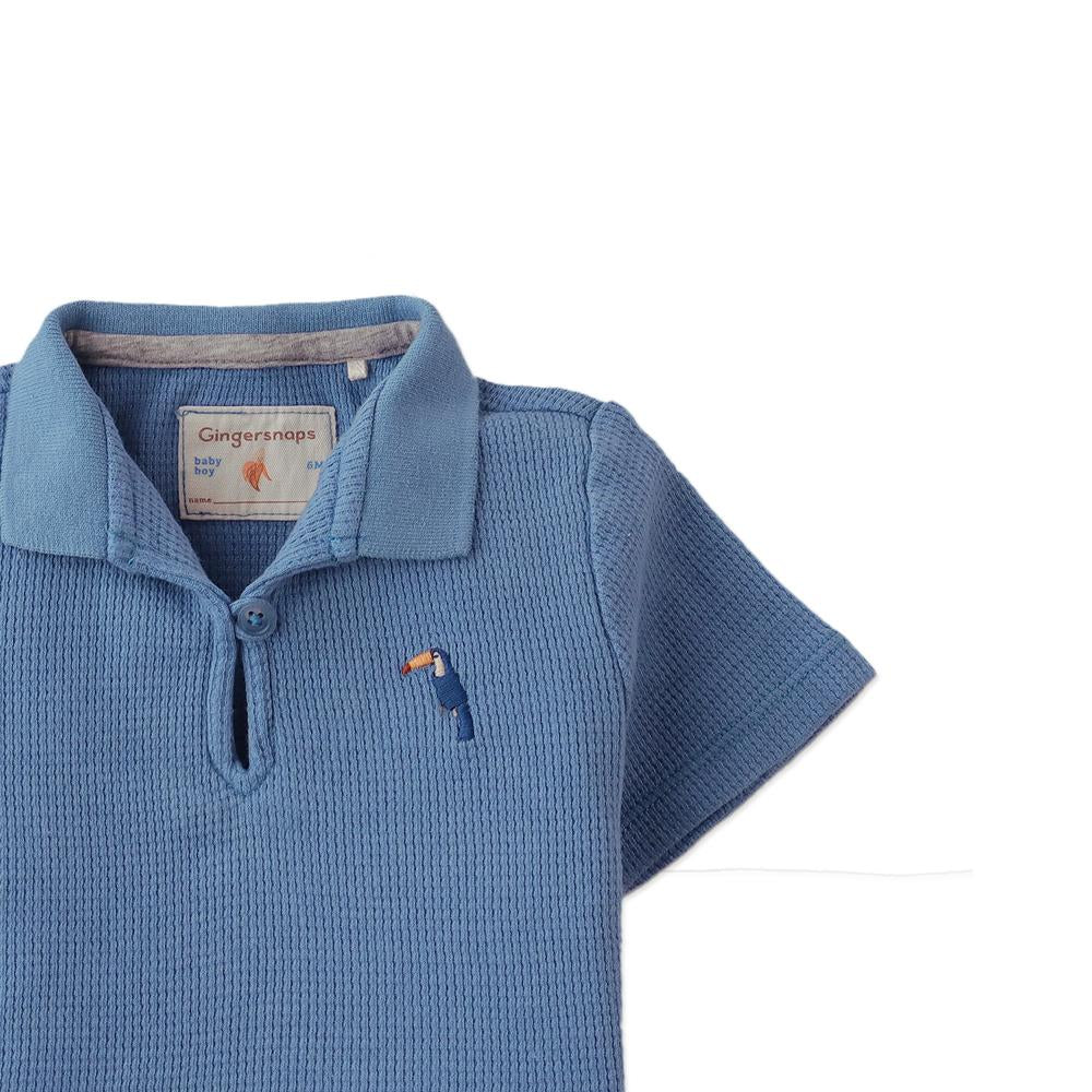 Baby timmy Waffle Knit Polo Shirt With Toucan