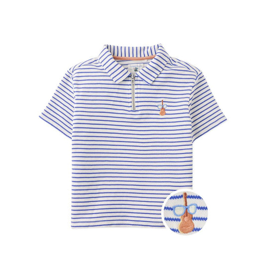 Bruno Zigzag Stripe Twill Jersey Polo Shirt