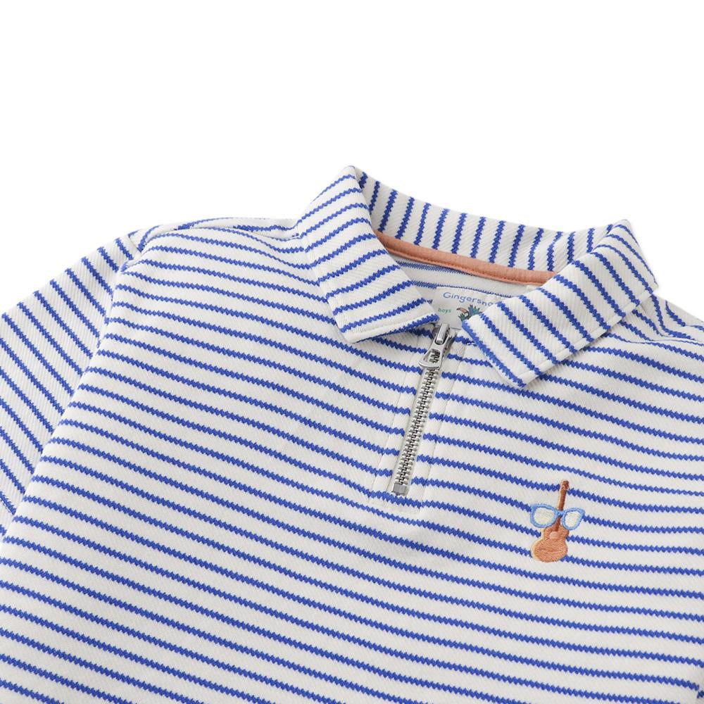 Bruno Zigzag Stripe Twill Jersey Polo Shirt