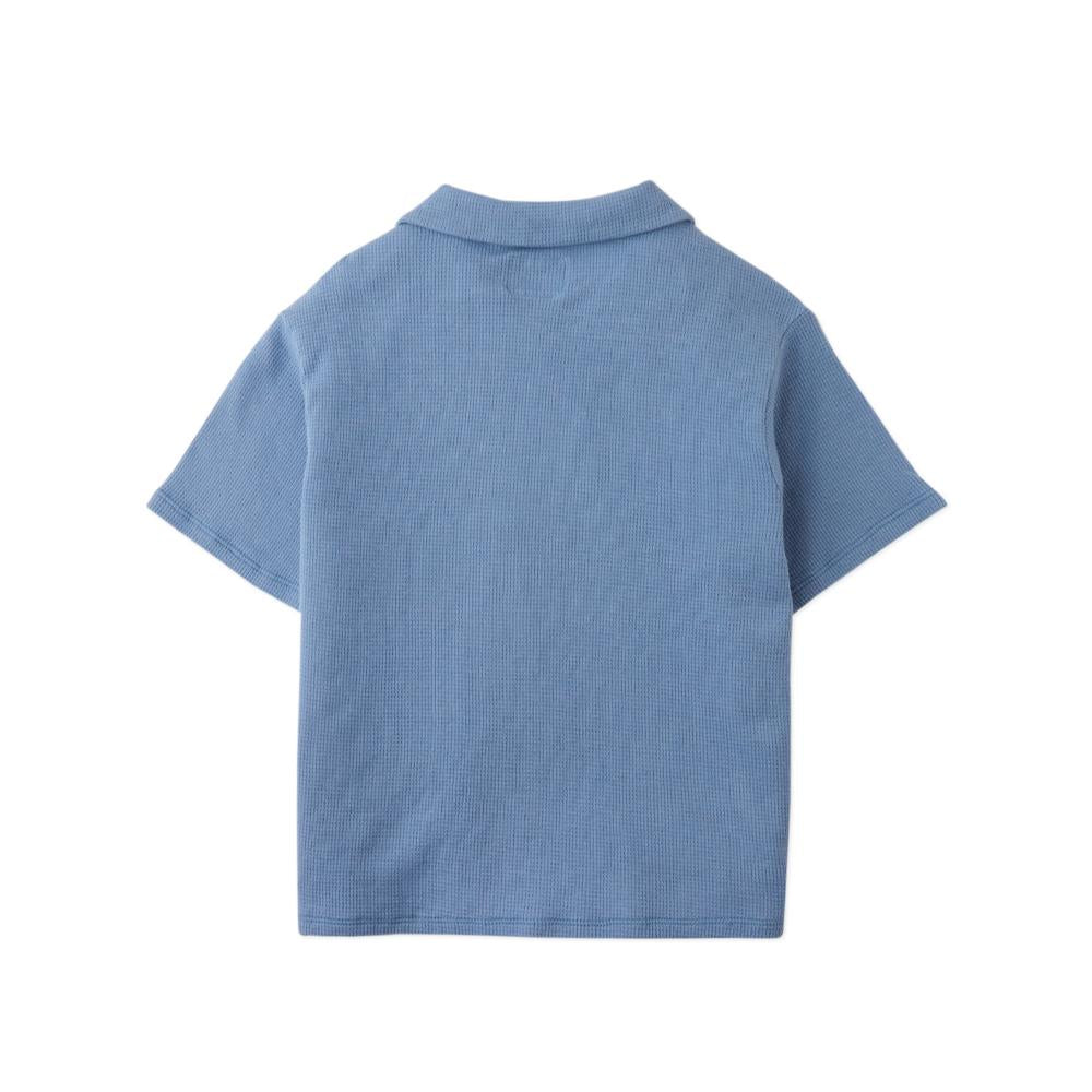 Tommy Waffle Knits Button Down Shirt With Monkey Embroidery