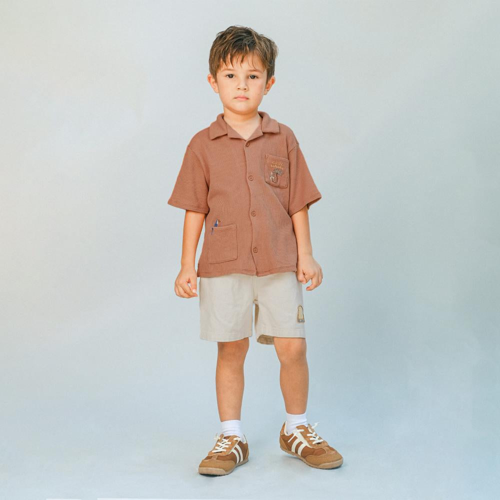 Tommy Waffle Knits Button Down Shirt With Toucan Embroidery