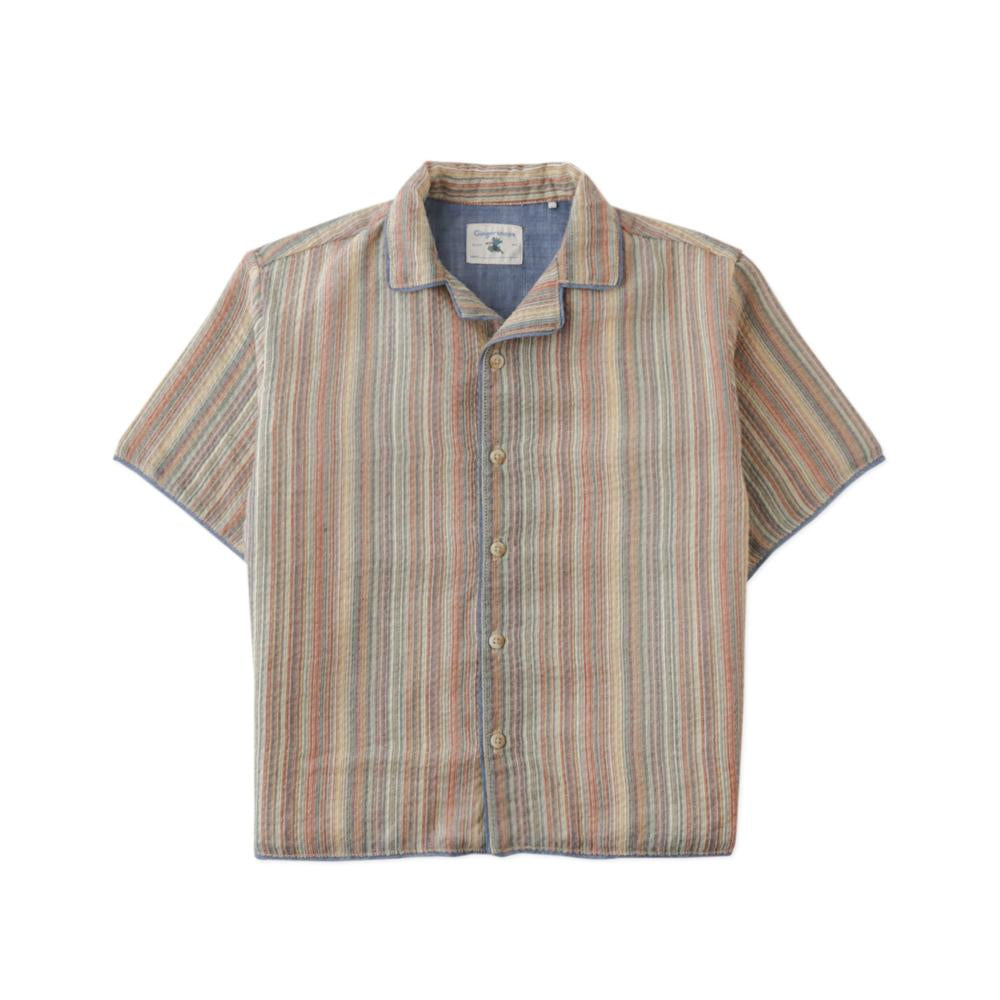 Billy Cotton Linen Shirt With Chambray Piping And Microstripes