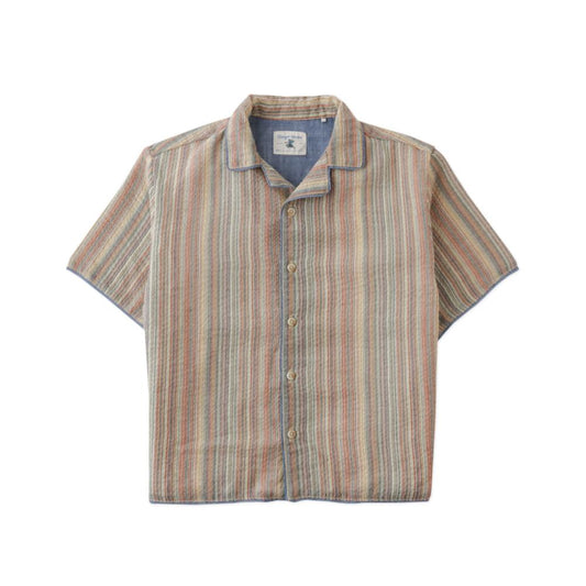 Billy Cotton Linen Shirt With Chambray Piping And Microstripes