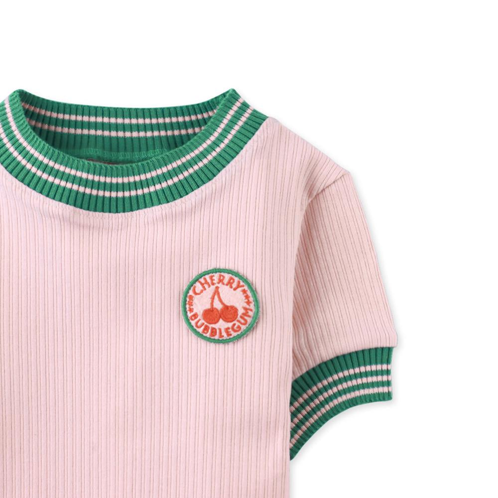 Emma Top with Embroidered Badge & Contrast Ribbing