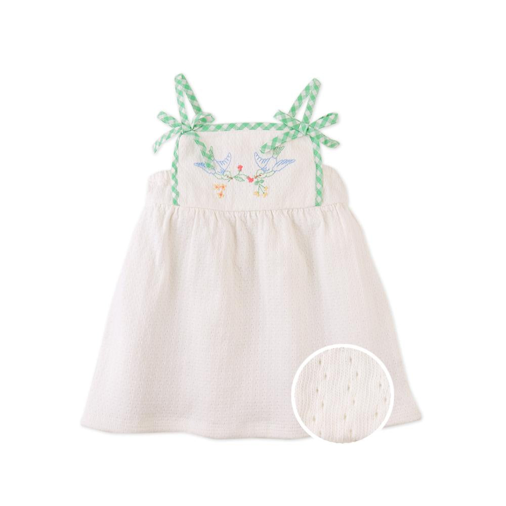 Baby Aviana Embroidered Dress with Straps and Bows