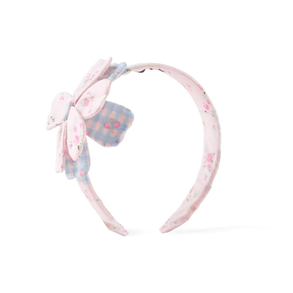 Zinnia Patchwork Headband With Flower Applique