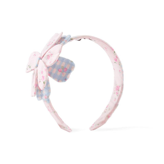 Zinnia Patchwork Headband With Flower Applique