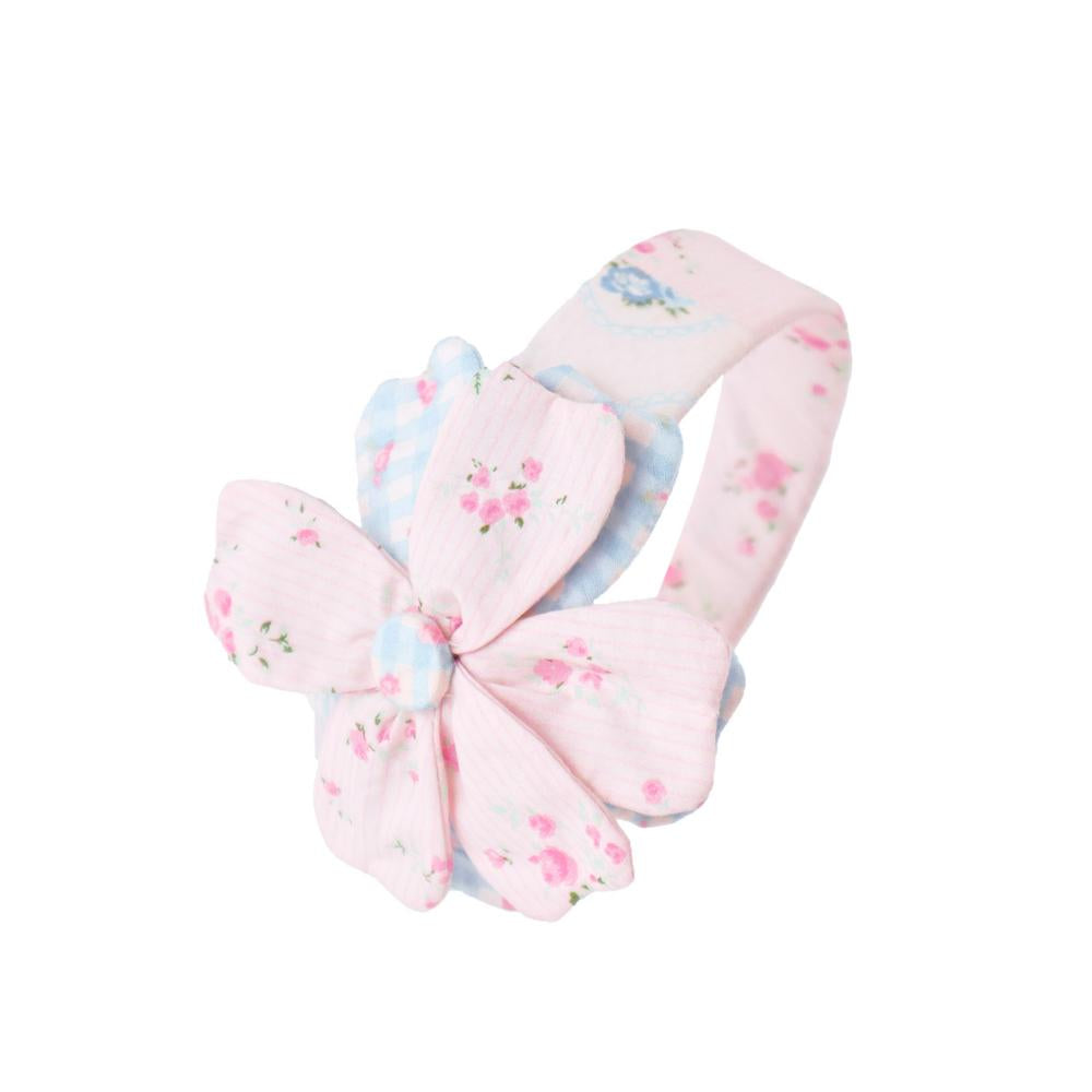 Zinnia Patchwork Headband With Flower Applique