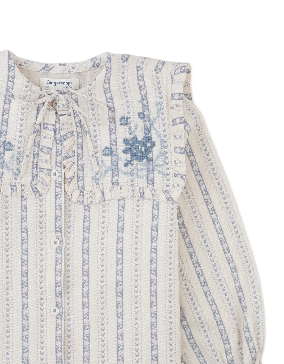 Esmeralda Blouse with Embroidered and Ruffled Bib Collar