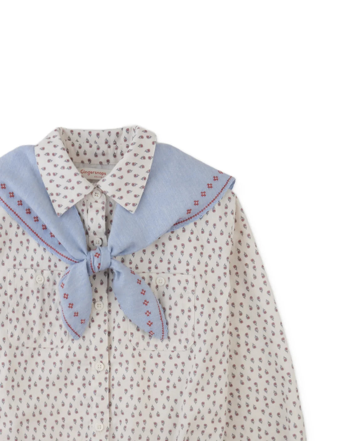 Muriel Top with Elastic Waistband and Contrasting Detachable Scarf