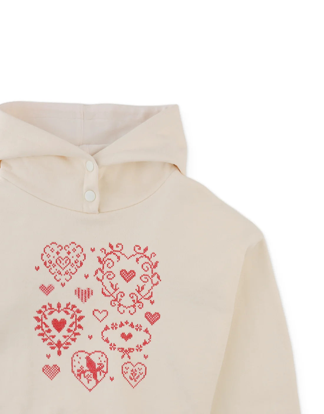 Isabela Hoodie with Hearts Cross-Stitch