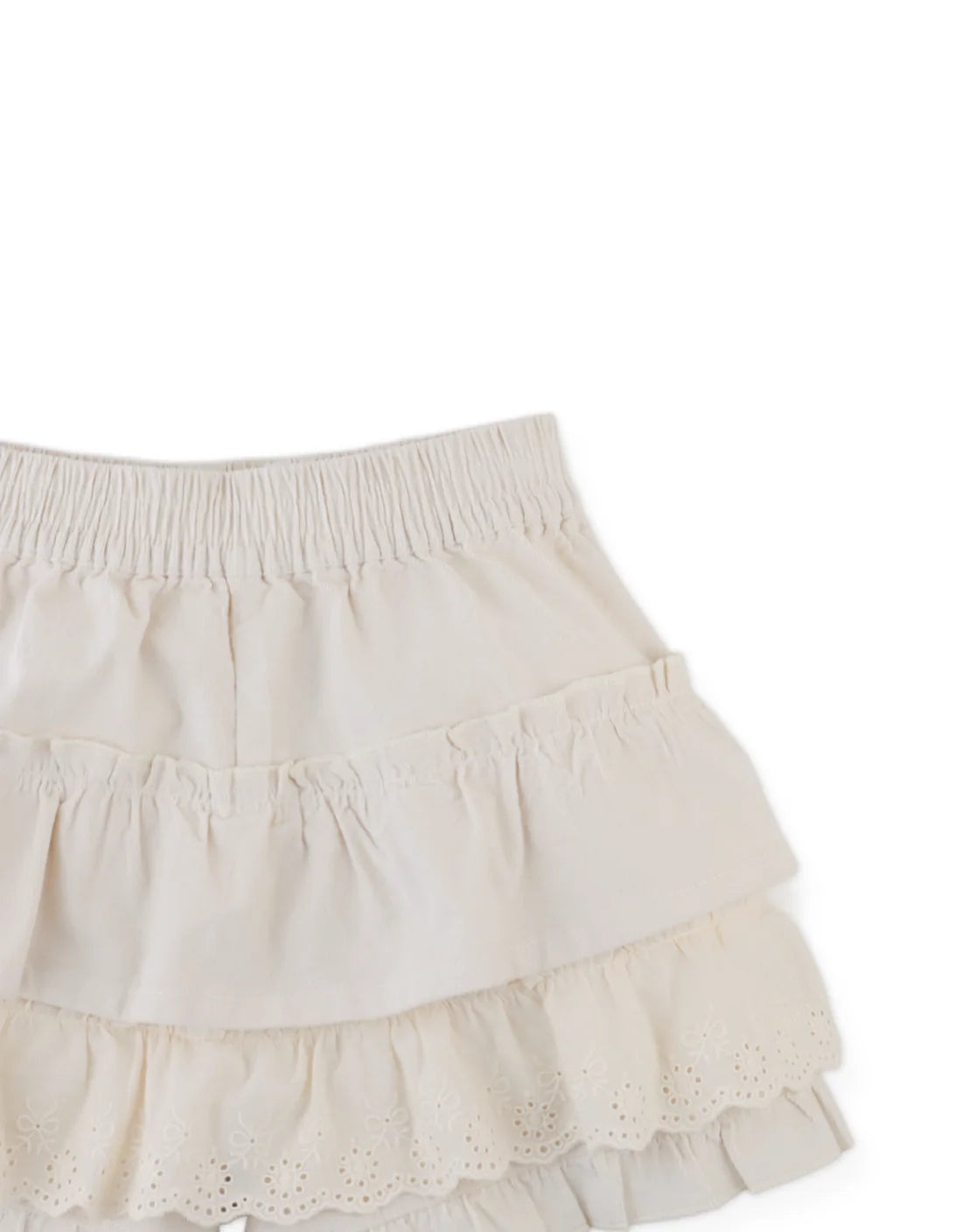 Verena Tiered Ruffled Shorts with Embroidered Lace Trims