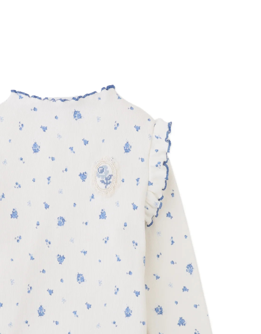 Drusilla Tee with Ruffled Shoulders