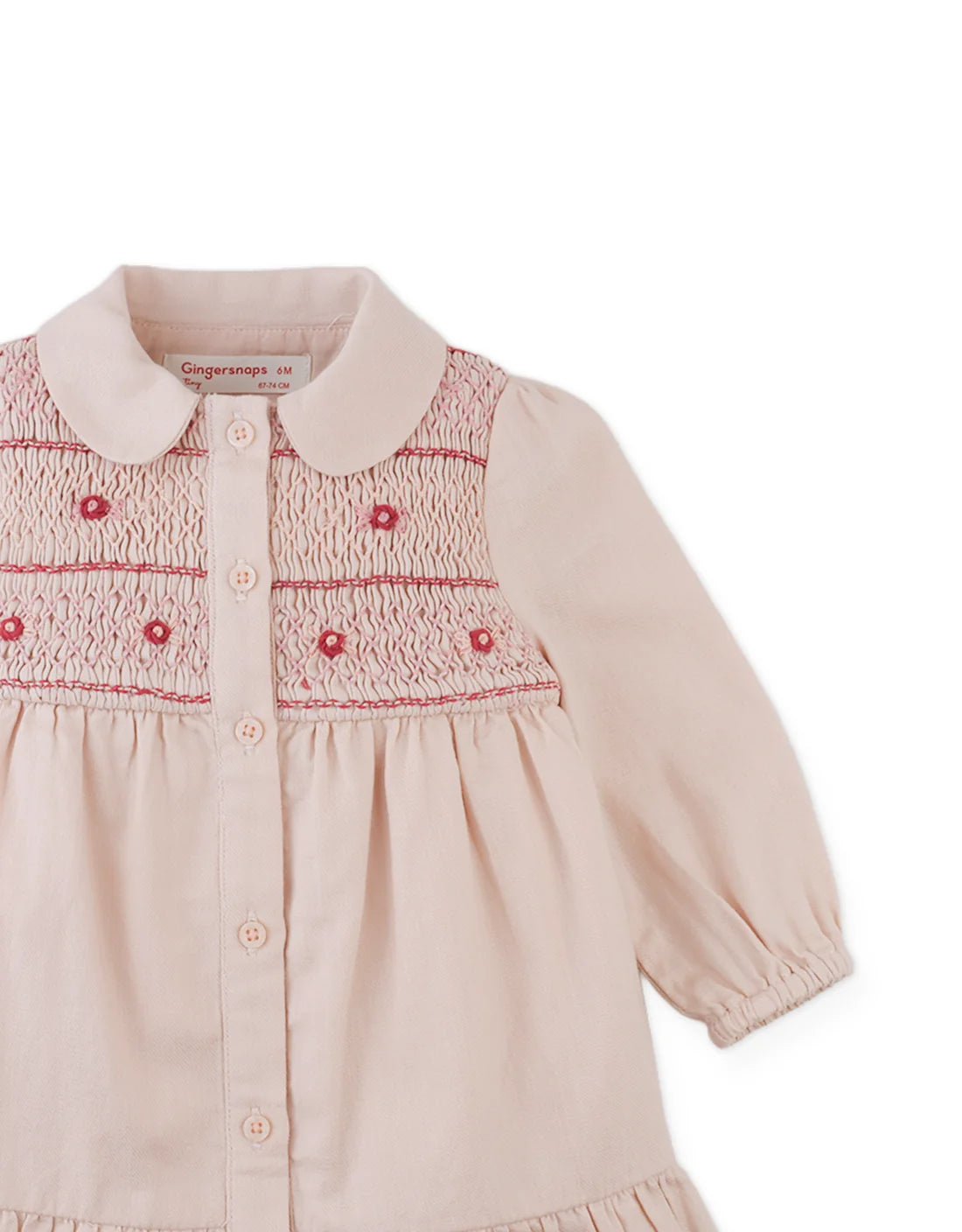 Baby Moira Hand-Smocked Dress with Rose Bullion