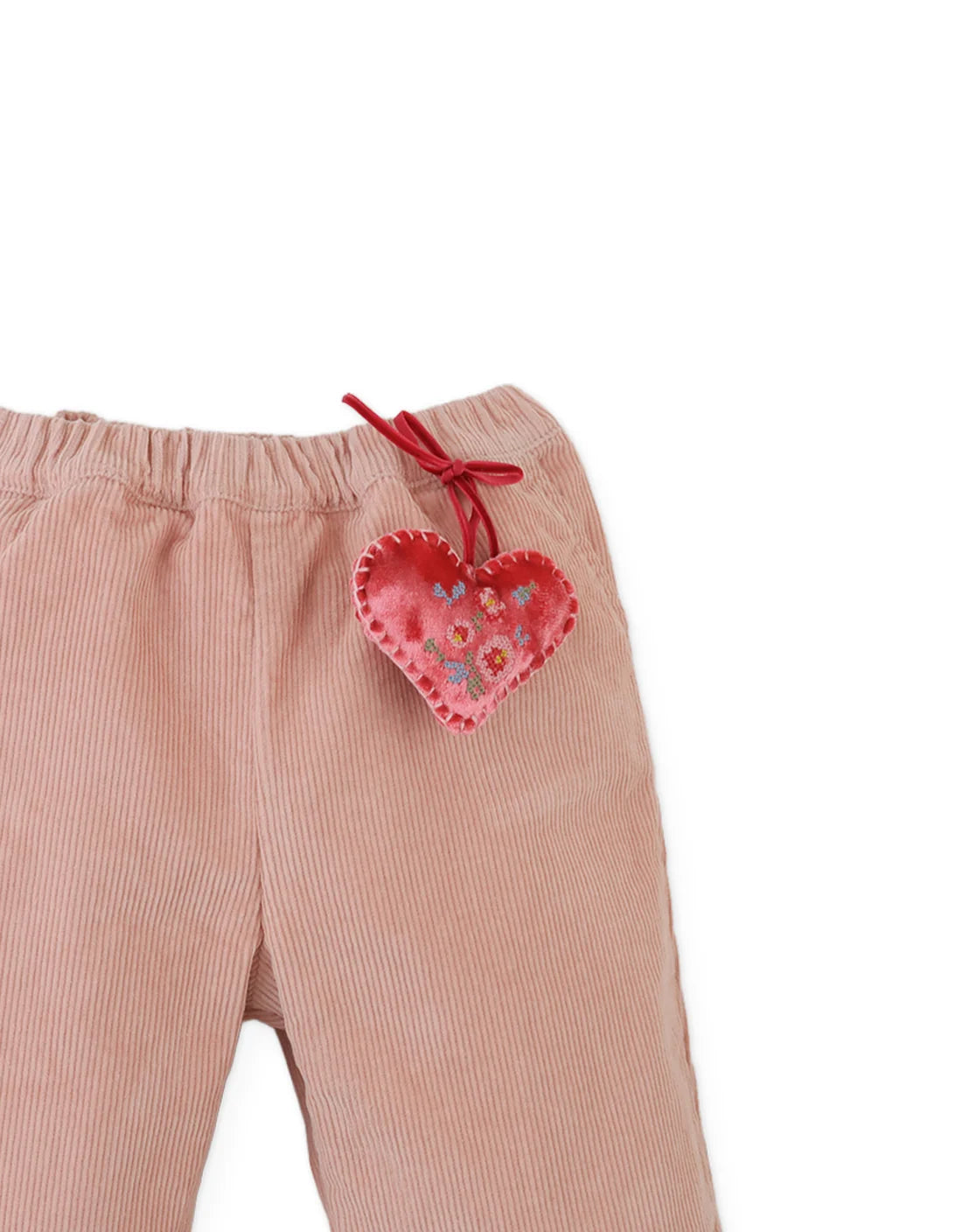 Baby Bessie Pants with  Hand- Embroidered Velvet Heart Plushie