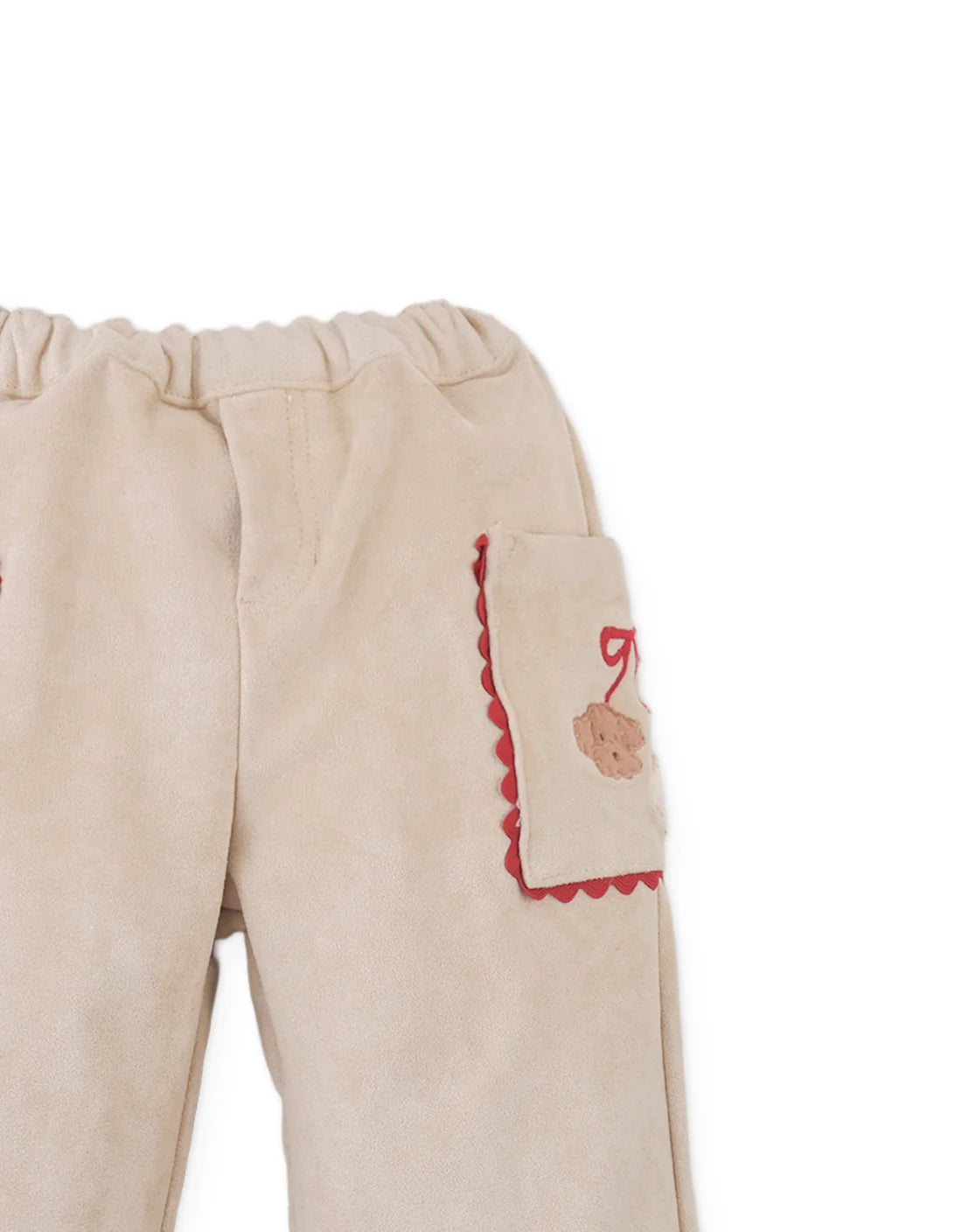 Baby Nellie Straight-Cut Pants with Poodle Head Embroidered Pockets